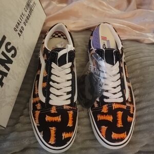 Vans Thrasher Black and Orange Sneakers M 9.5